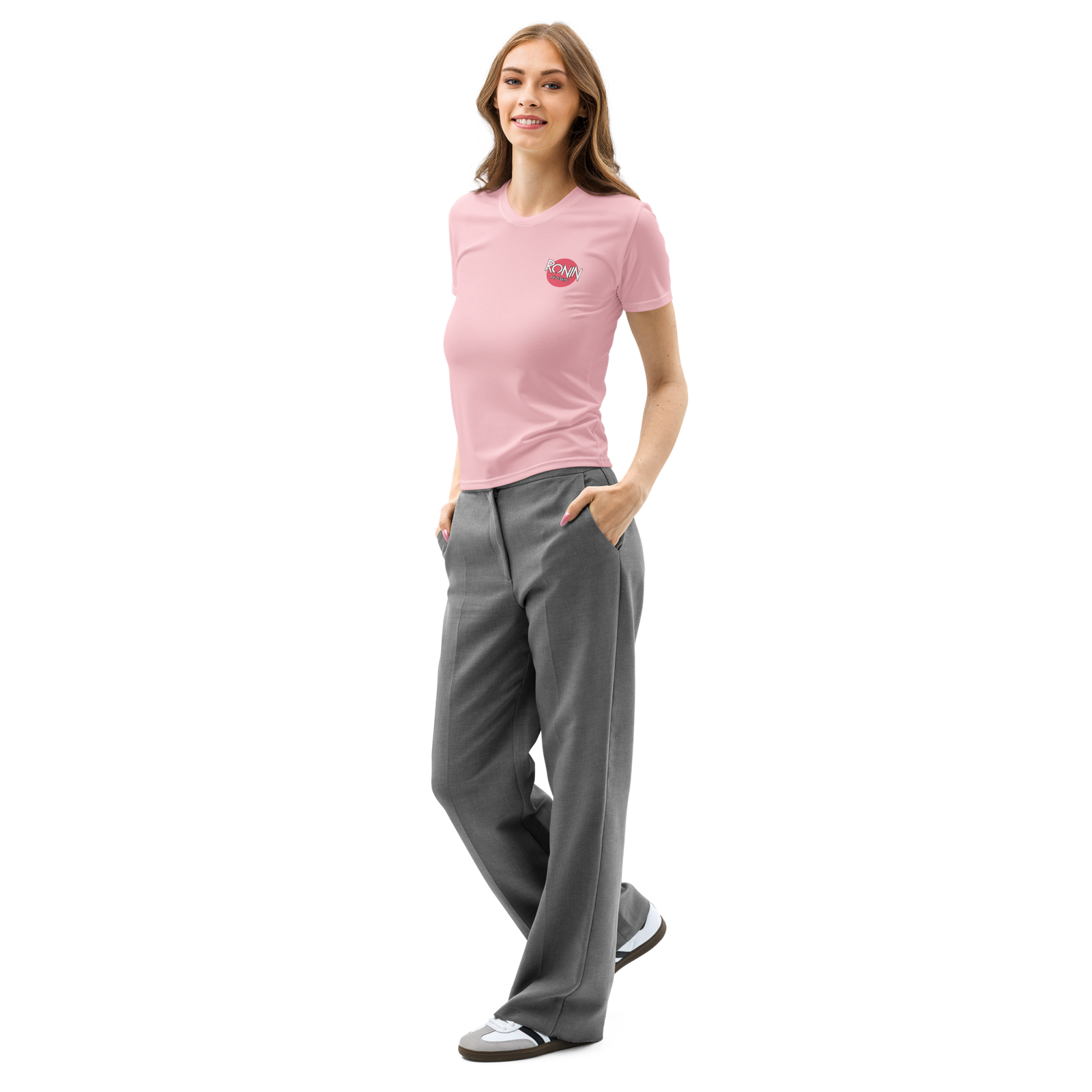 Lady Samurai DTG Printed Pink Women’s cotton crew neck t-shirt