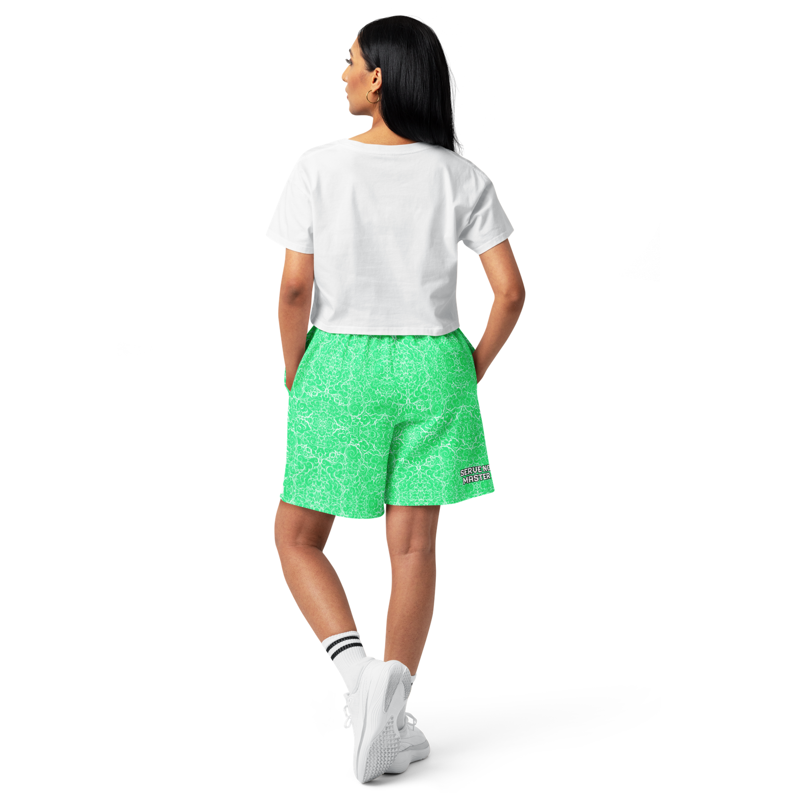 Green Clouds Unisex cotton long short - Image 3