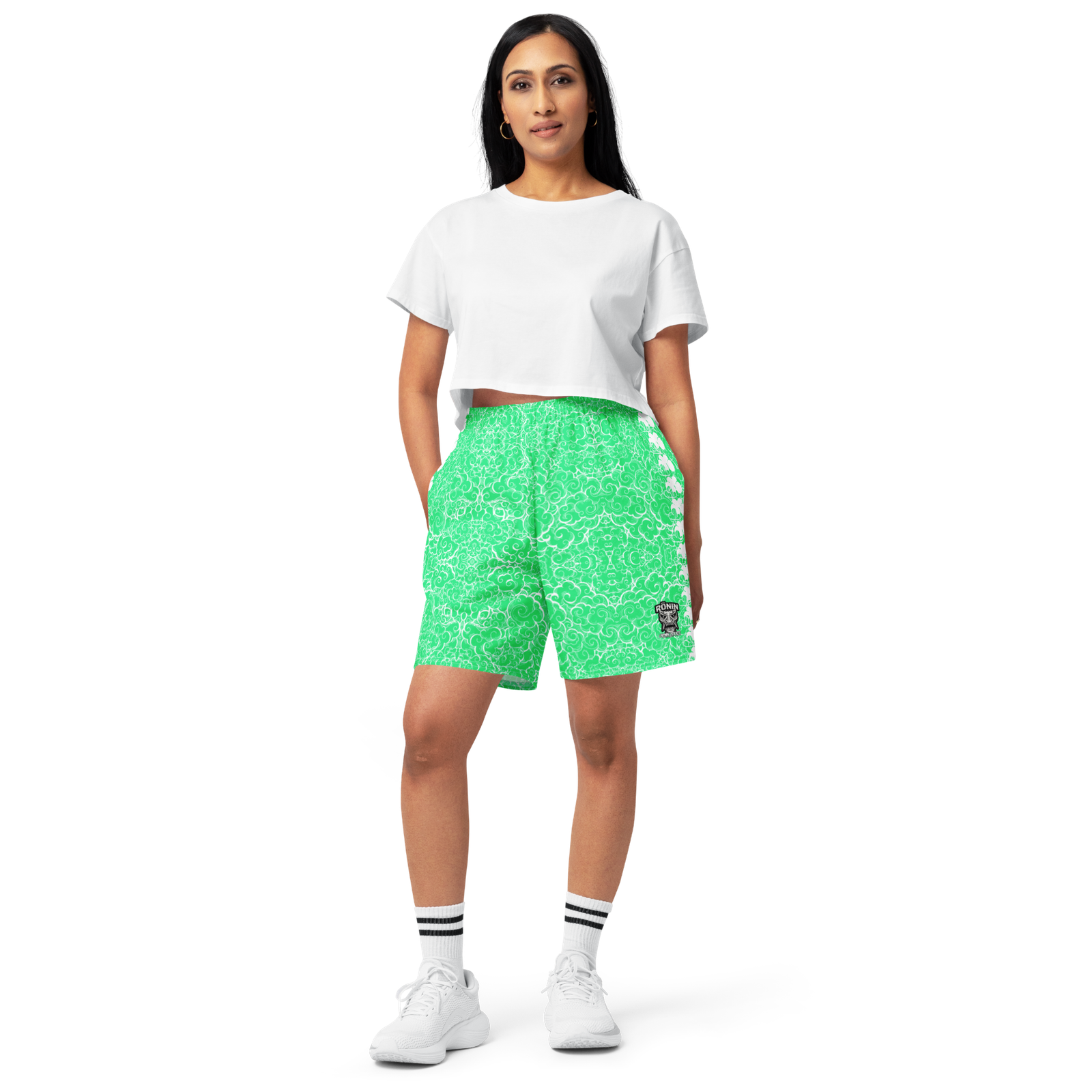 Green Clouds Unisex cotton long short - Image 4