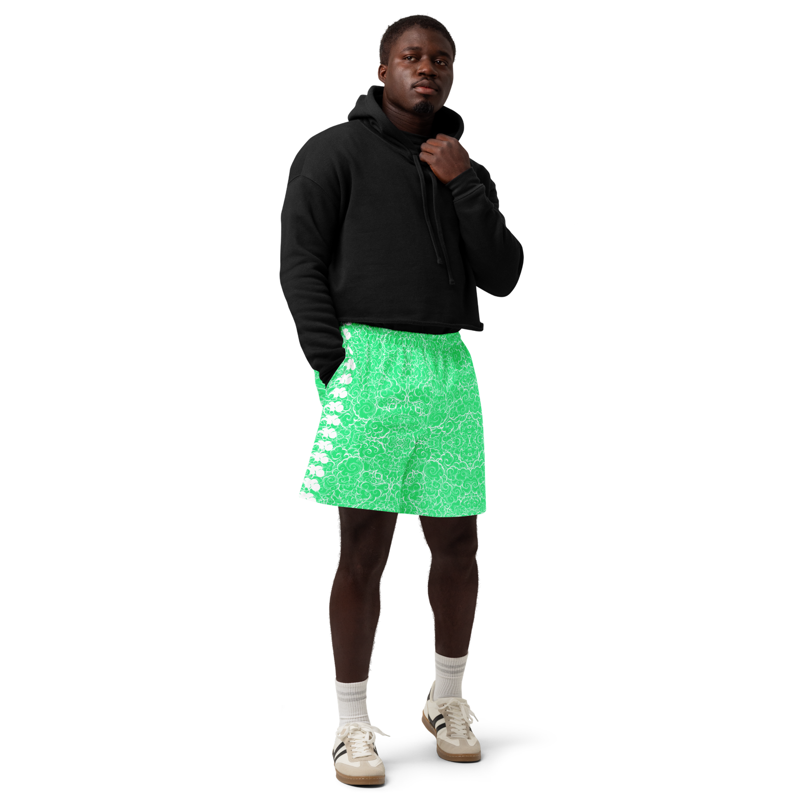 Green Clouds Unisex cotton long short - Image 5